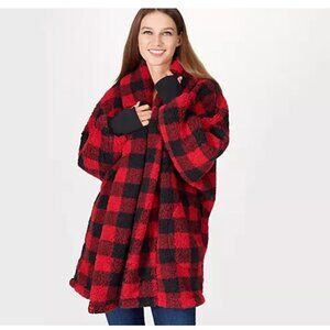 BumbleBella Jacket ~ Sherpa Shawl Collar Button Lounger Red PM/PL A521468